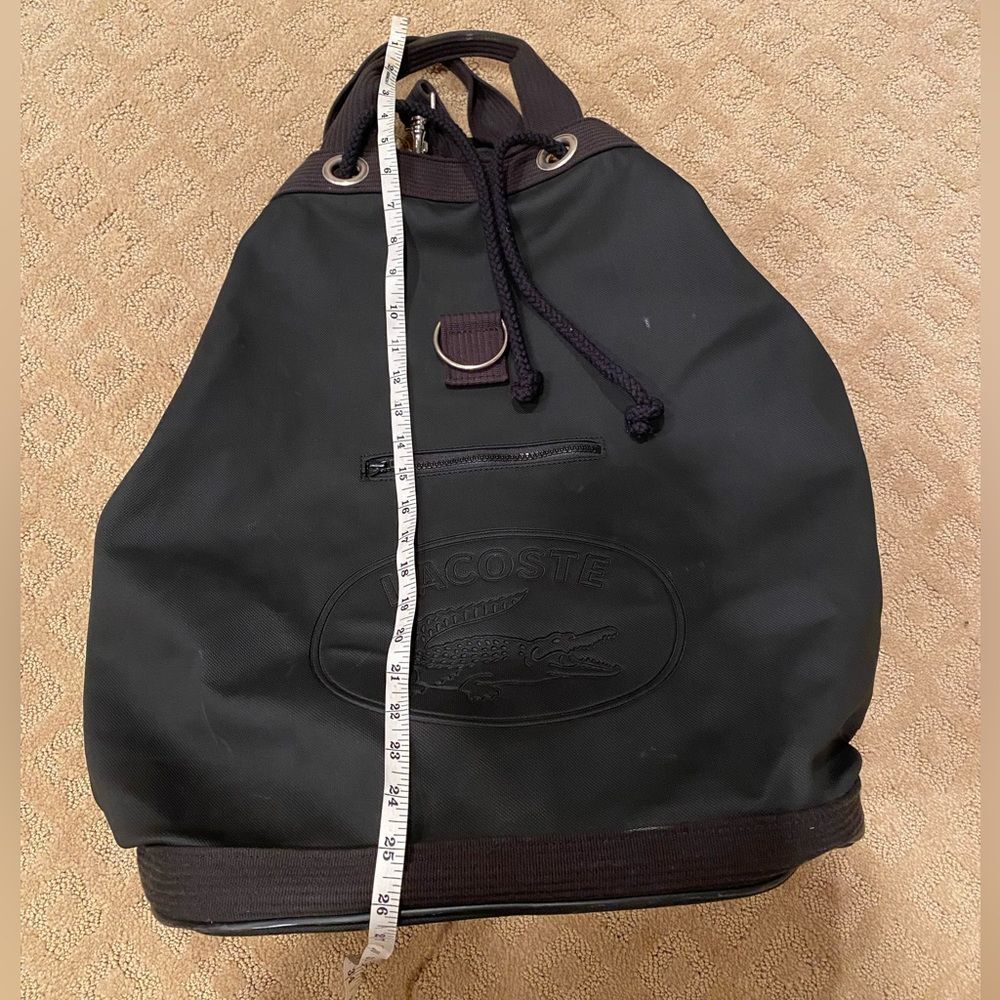 Extra Large Vintage 1990s Lacoste Travel Weekender Luggage Backpack- Black - Picture 7 of 13